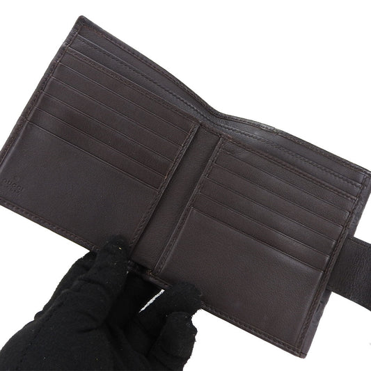 GUCCI Bifold Wallet 203549 Sima leather Brown Guccisima Women Used