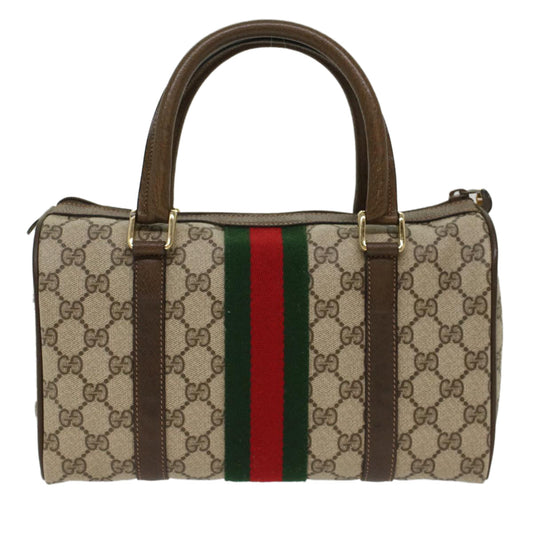 GUCCI GG Canvas Web Sherry Line Boston Bag Beige Red 3902006 bs7253