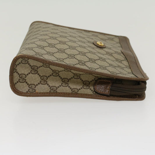 GUCCI GG Canvas Clutch Bag PVC Leather Beige ep898