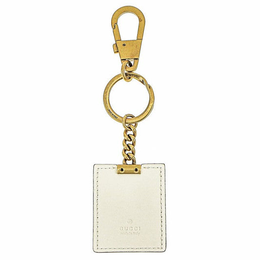 Gucci Embroidered Worldwide Keychain in White