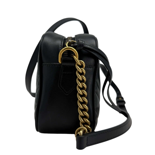 Gucci GG Marmont Small Shoulder Bag – Black Matelassé Calfskin with Antiqued Gold Chain