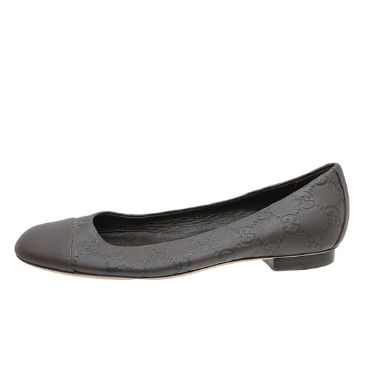 Gucci Chocolate Brown Guccissima Ballet Flats 36.5