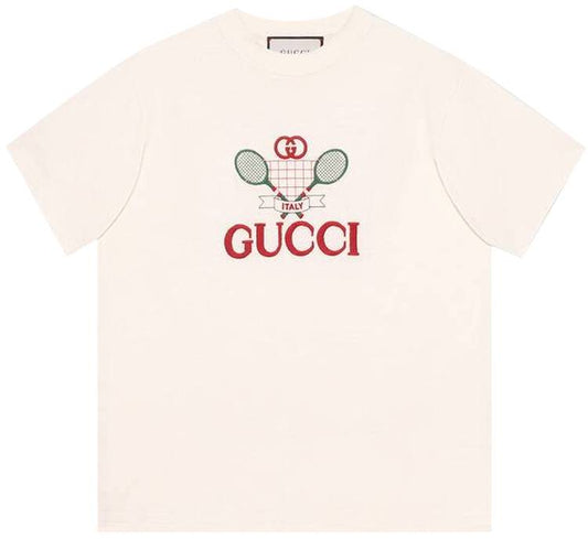 Gucci GG Tennis Cotton Logo T-Shirt in White