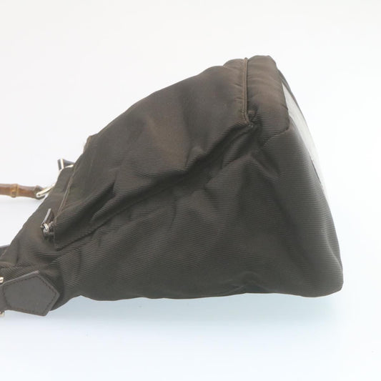 Gucci Bamboo 2Way Shoulder Bag Nylon Dark Brown ki1593