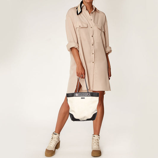 Gucci Off White/Brown Canvas and Guccissima Leather Tote