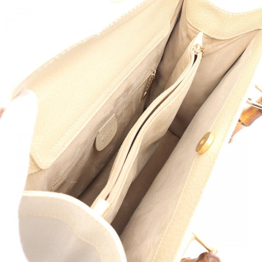 Gucci Bamboo Leather HandBag Ivory