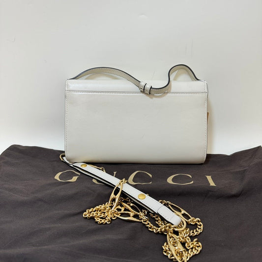 Gucci Horsebit 1955 White Leather 2way Bag