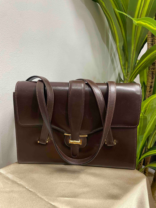Gucci Brown Leather Shoulder Bag - Vintage Style