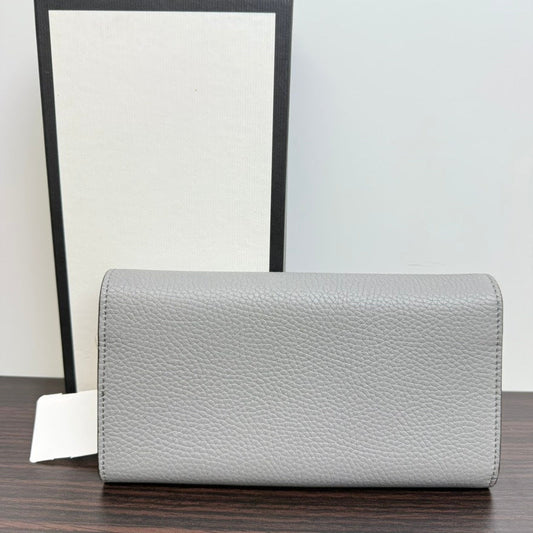 Gucci GG Marmont Long Wallet Gray Leather Preloved B0011