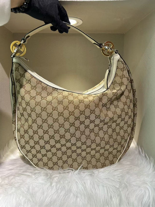 GUCCI GG Monogram Beige/Beige Hobo Bag - Pre-loved Designer Handbag