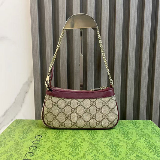 Gucci GG Marmont Panda Pattern Burgundy Leather Shoulder Bag