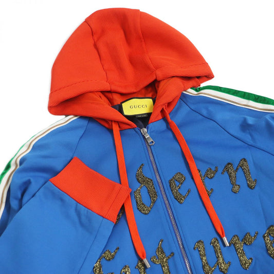 GUCCI Blouson Outer: 56% polyester, Outer: 44% cotton, Part: 90% polyester, Part: 10% polyurethane, Part: 100% cotton Blue type mens XL Used