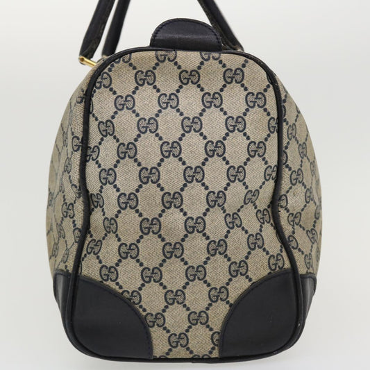 Gucci GG Canvas Boston Bag PVC Leather Gray Navy th3293