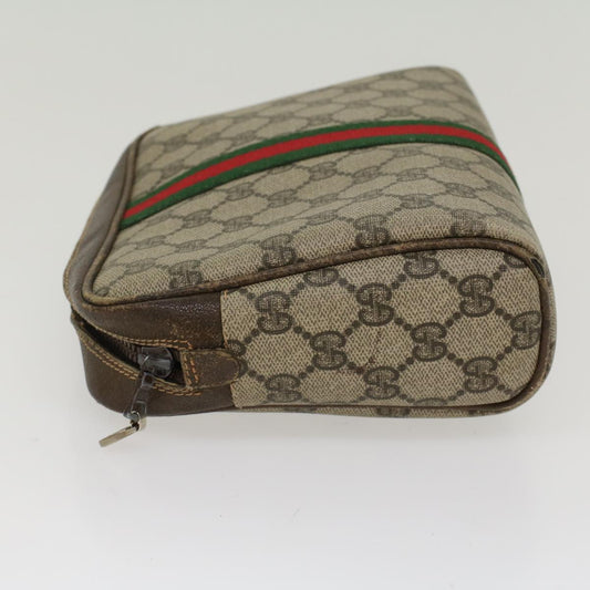 GUCCI GG Canvas Web Sherry Line Clutch Bag Beige Red 27004998 th3783