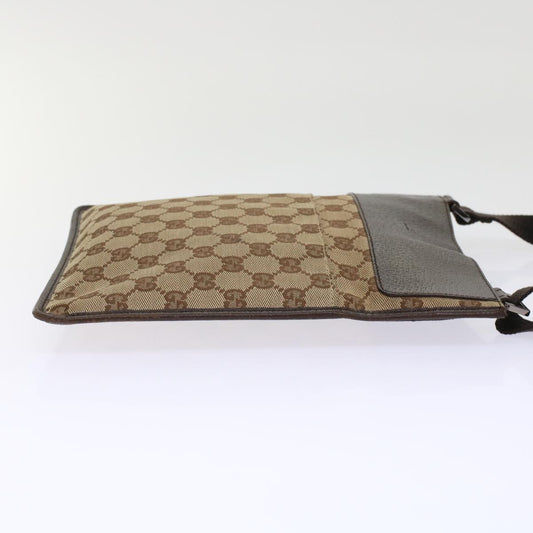 GUCCI GG Canvas Shoulder Bag Leather Beige 27639 th3823