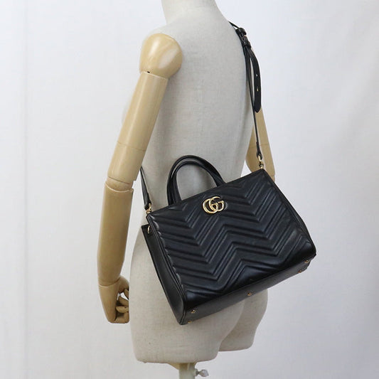 GUCCI 448054 1000 Tote Bag GG Marmont Quilting 2WAYTote Bag leather black Women