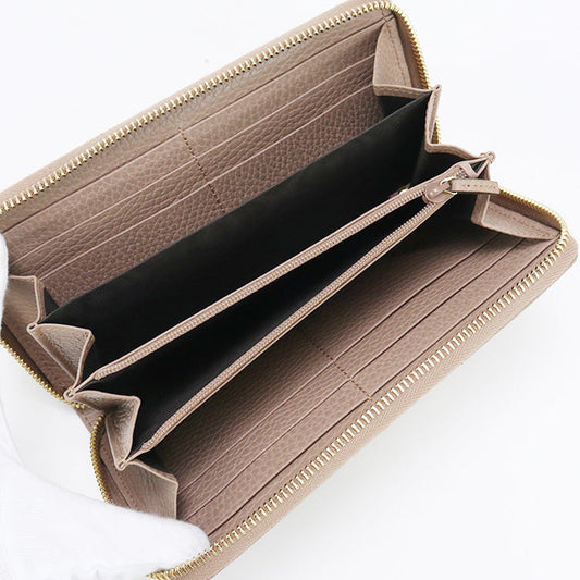 GUCCI 456117 CAO2G Long Wallet Double G Zip around wallet Purse leather beige Women