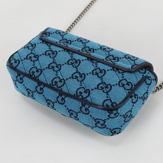 GUCCI GU81495 Quilted Super Mini Bag GG Marmont Shoulder GG canvas blue Women