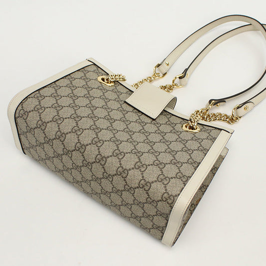 GUCCI 498156 KHNKG 9761 Shoulder Bag Padlock GG Supreme Small Tote Bag PVC coated canvas,leather beige Women