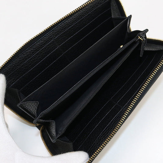 GUCCI GU82081 Zip around wallet Double G PurseZip leather black Women