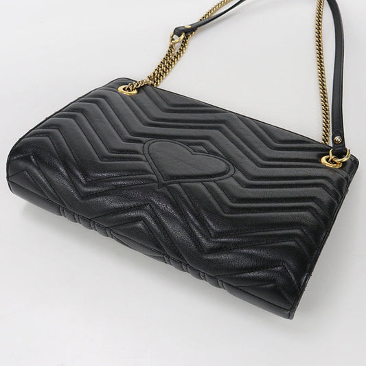 GUCCI 524592 GG Marmont Chain Shoulder Bag leather black Women