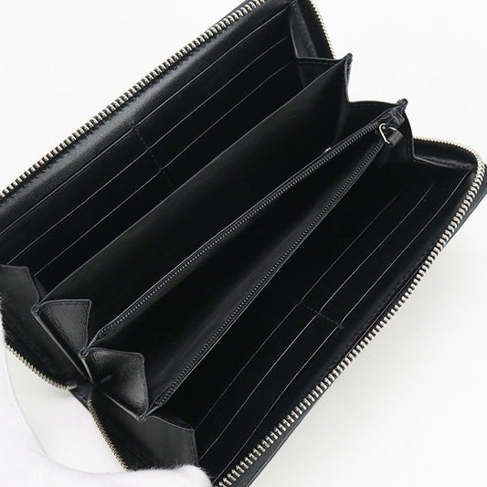 GUCCI 625558 Long Wallet GG embossed organizer Zip Around Purse leather black mens(unisex)