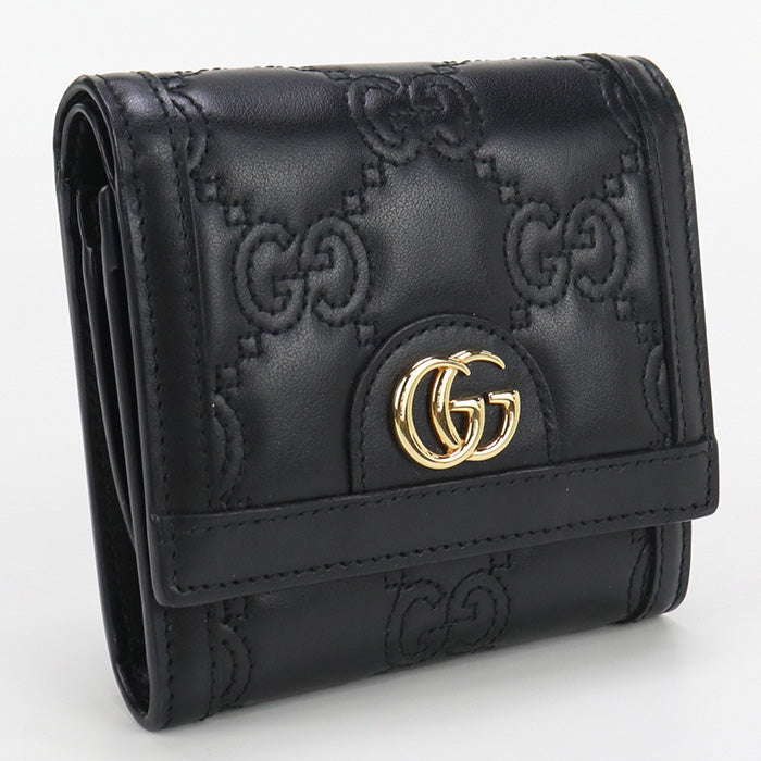 GUCCI 723799 Bi-fold wallet GG matelasse Medium wallet leather black Women