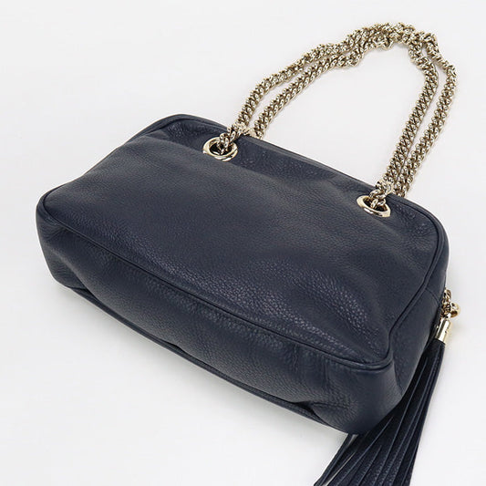 GUCCI 308983 ChainShoulder Bag Soho leather navy Women