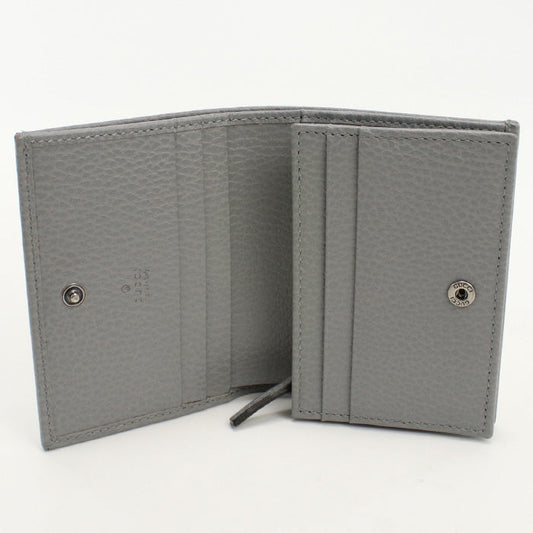 GUCCI 456126 Bi-fold wallet Double G Flap wallet leather gray Women(unisex)