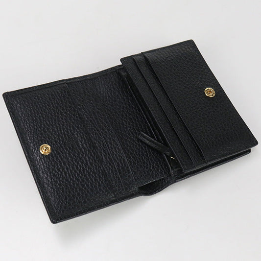 GUCCI 456126 Card Case wallet Double G Folded wallet leather black Women