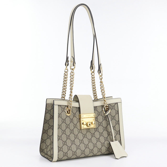 GUCCI GU88506 Small Shoulder Bag Padlock GG Supreme Canvas beige Bag Women