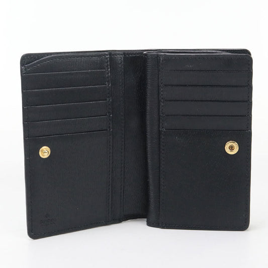 GUCCI 772640 0OP0N 1000 Card Case wallet Gucci Script Folded leather black Women