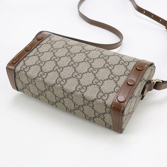 GUCCI GU89022 Horsebit 1955 Mini Shoulder Bag GG Supreme Canvas beige Women