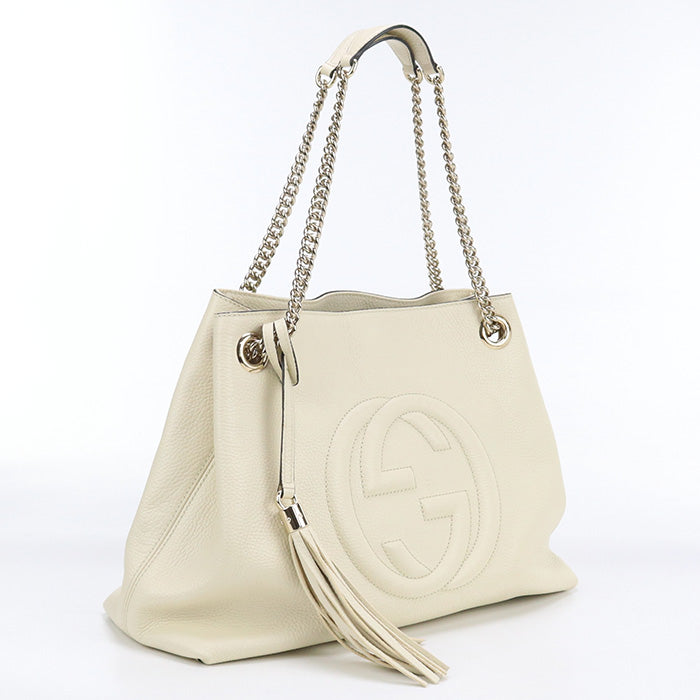 GUCCI GU90132 ChainShoulder Soho leather Bag white Women