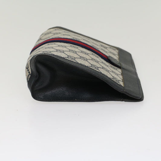 Gucci GG Canvas Sherry Line Clutch Bag PVC Leather Navy Red yk7860