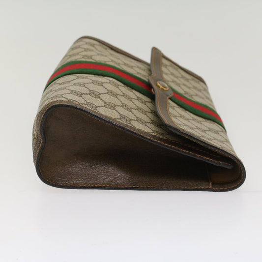 GUCCI GG Canvas Web Sherry Line Clutch Bag Beige Red Green 84.01.007 yk7987