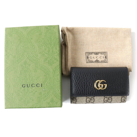 GUCCI Key case Key holder  456118 leather Black x beige