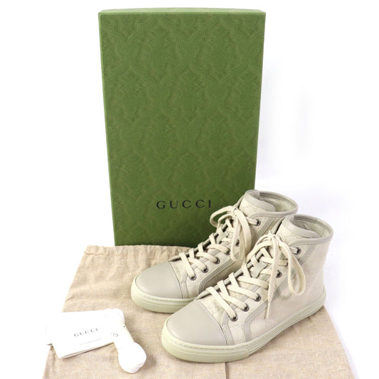 GUCCI High cut sneakers 426186 Main: Canvas, Part: Leather light beige Women 34.5 Used