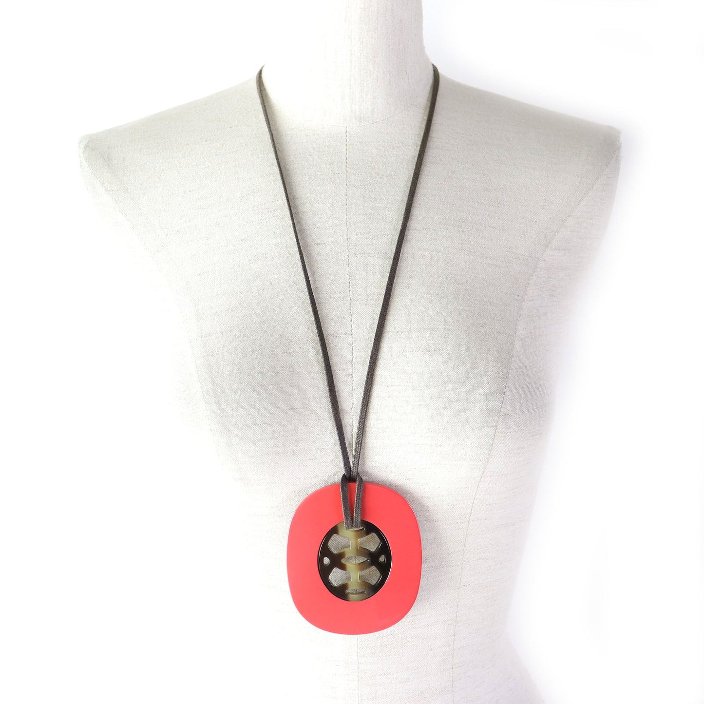 HERMES Necklace Buffalo phone Pink Brown type Lift GM Necklace