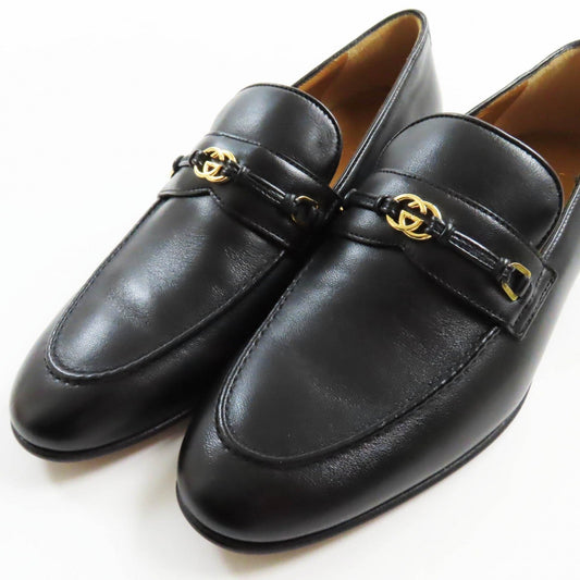 GUCCI loafers 740434 leather black 37.5