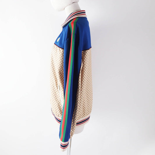 GUCCI 655196 Outer: 55% polyester, Outer: 45% cotton, Lining: 100% cotton, Part: 100% polyester, Trimming: 93% polyester, 5% nylon, 2% polyurethane, Trimming 2: 100% nylon Multi Interlocking G print jersey jacket Women M Used