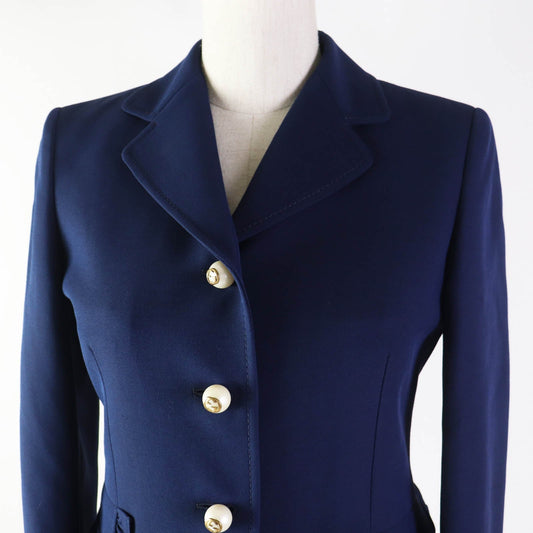 GUCCI 432417 Outer: 51% wool, Outer: 49% silk, Lining: 71% acetate, Lining: 29% silk, Sleeve lining: 100% rayon Navy Women 38 Used