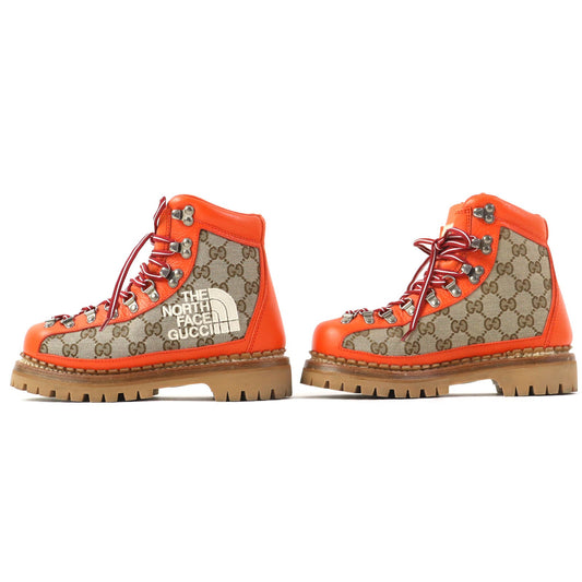 GUCCI boots 679927 Main: Leather, Main: Canvas Orange beige North Face Collaboration Women 36 Used