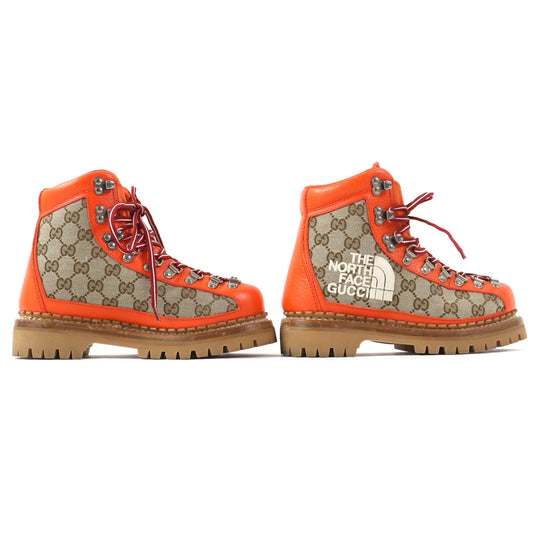 GUCCI boots 679927 Main: Leather, Main: Canvas Orange beige North Face Collaboration Women 36 Used