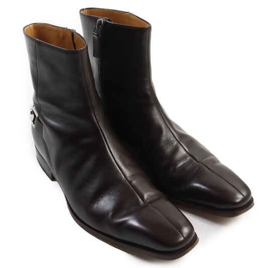 GUCCI boots 204398 Main: Leather Dark brown mens 40 Used