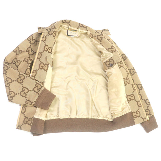 GUCCI Blouson Outer: 70% cotton, Outer: 30% polyester, Lining: 100% rayon, Part: 100% wool, Part: Lamb leather beige mens 44 Used
