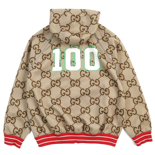 GUCCI 676466 Main: 85% polyester, Main: 15% elastane (polyurethane), Trimming: 93% polyester, 5% polyamide, 2% elastane, Partial: 80% polyamide, 20% elastane Beige green red 100th Anniversary Neoprene mens M Used