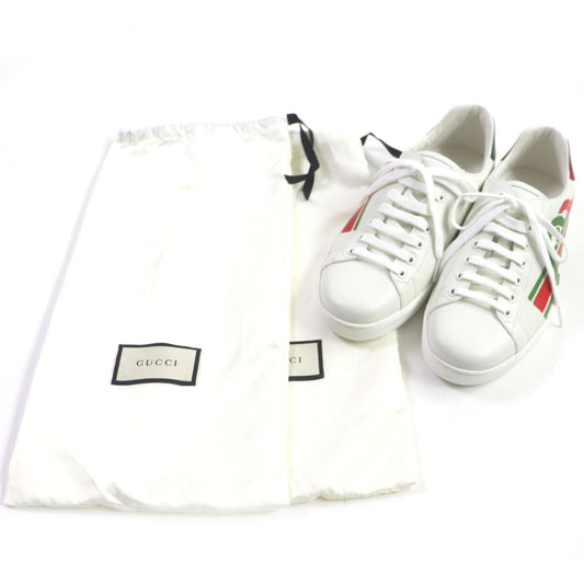 GUCCI Low cut sneakers 576136 Main: Leather White Green Red Ace Interlocking G mens 7 Used