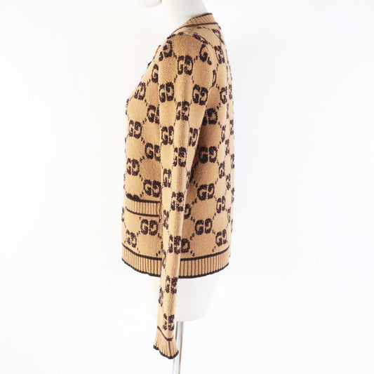 GUCCI cardigan 713300 wool Brown type GG wool bouclé jacquard cardigan S