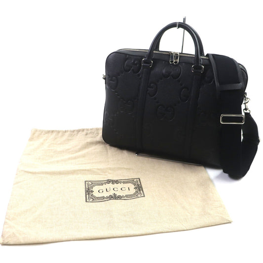 GUCCI Business bag 658573 leather black Jumbo GG